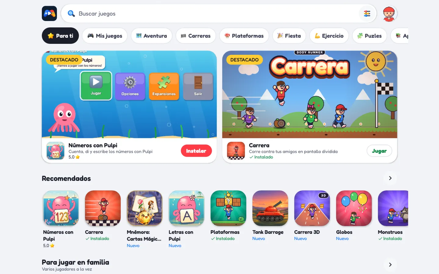 AnyPlay game store on a tablet